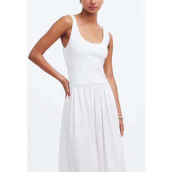 NWT Madewell White Drop-Waist Tank Midi Dress M - Picture 8 of 8